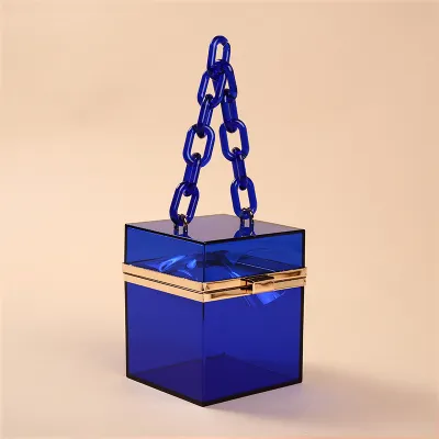 Summer Transparent Jelly Color Women Square Chain Party Evening Bag