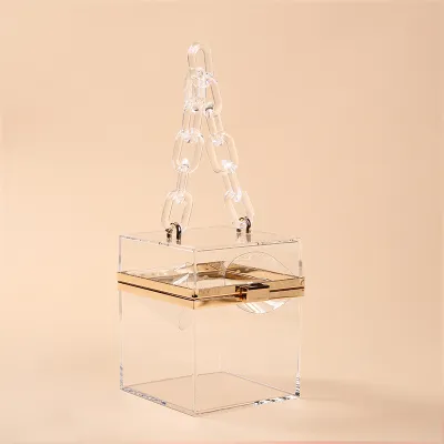 Summer Transparent Jelly Color Women Square Chain Party Evening Bag
