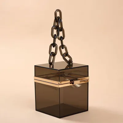 Summer Transparent Jelly Color Women Square Chain Party Evening Bag