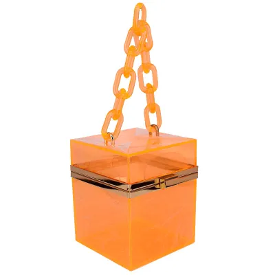Summer Transparent Jelly Color Women Square Chain Party Evening Bag