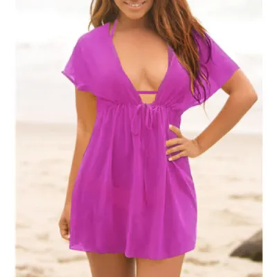 Women Casual Chiffon V-Neck Swimming Cover-Up