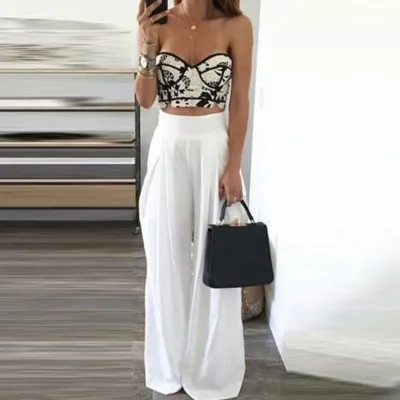 S-3XL Women Casual Wide Leg Trousers Solid Color Urban Leisure Pants