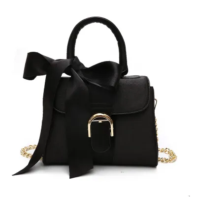 Women Fashion Solid Color Bow Design Velvet Handle Bag Shoulder Bag