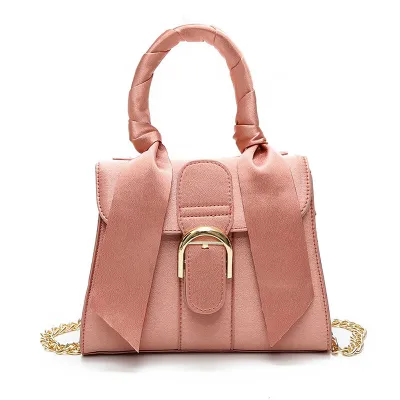 Women Fashion Solid Color Bow Design Velvet Handle Bag Shoulder Bag