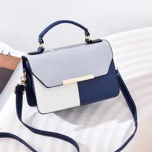 Women Fashion Block Color Flap PU Crossbody Bag
