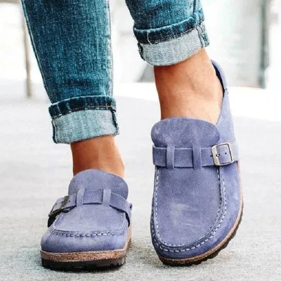 Size:4.5-11 Women Casual Solid-color Flat Slippers Loafers Mules