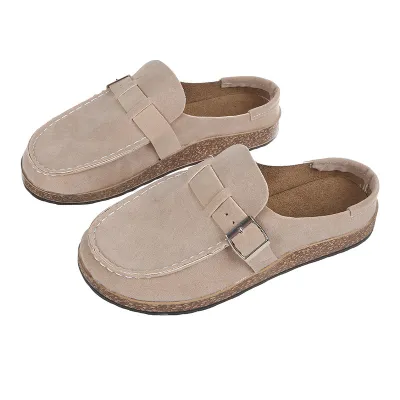 Size:4.5-11 Women Casual Solid-color Flat Slippers Loafers Mules