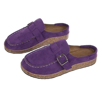 Size:4.5-11 Women Casual Solid-color Flat Slippers Loafers Mules