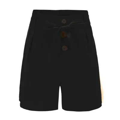 S-5XL Three Buttons Decor High Waist Belt Women Shorts