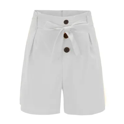 S-5XL Three Buttons Decor High Waist Belt Women Shorts