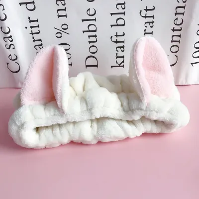 Cute Cat Ears Makeup Plush Headband Women's Flannel