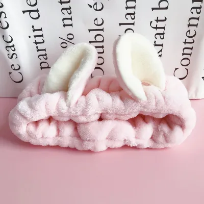 Cute Cat Ears Makeup Plush Headband Women's Flannel