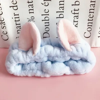 Cute Cat Ears Makeup Plush Headband Women's Flannel