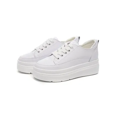 Women Sweet Style Round Toe Genuine Leather Platform Sneakers Shoes Size 4.5-9
