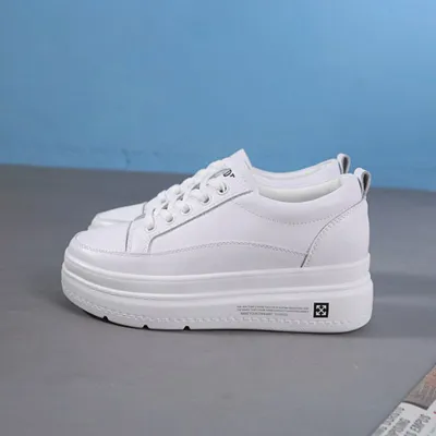 Women Sweet Style Round Toe Genuine Leather Platform Sneakers Shoes Size 4.5-9
