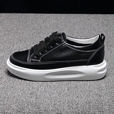 Size:4.5-8 Women's Leisure Breathable Leather Upper Platform Sneakers Shoes