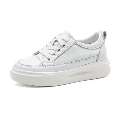 Size:4.5-8 Women's Leisure Breathable Leather Upper Platform Sneakers Shoes