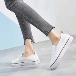 Women's Leisure Genuine Leather Slip-on Flat Sneaker Shoes (Size 4.5-8)