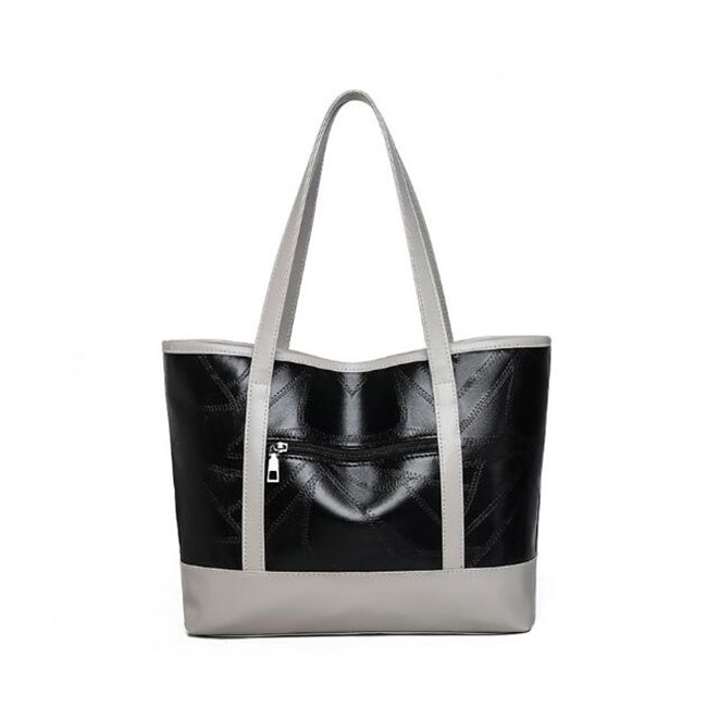 Wholesale Women Leisure Letter Print Block Color Tote Bag