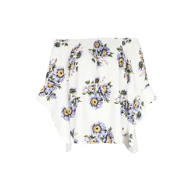 S-XL Women Off-the-shoulder Floral Print Loose Blouse