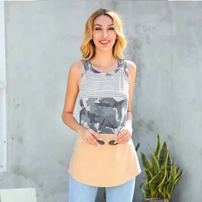 S-XXL Women Stripe Patchwork Casual Cotton Blend Tank Top