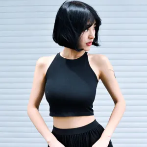 Women Sleeveless Sports Crop Top Slim Fit Cotton Solid Color