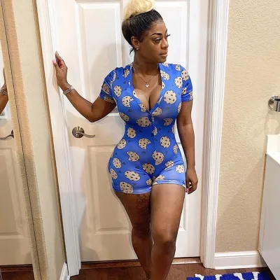 S-XXL Women Sexy Butterfly Print Single-breasted Short-sleeve Rompers