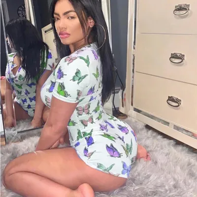 S-XXL Women Sexy Butterfly Print Single-breasted Short-sleeve Rompers