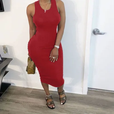 S-3XL Women Solid Color Crease Irregular Bodycon Dress