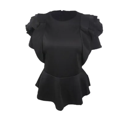 S-2XL Women Rose Design Flouncing Sleeve Blouse