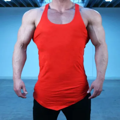 M-2xl Men Casual Solid Color Irregular Sports Tank Top Cotton