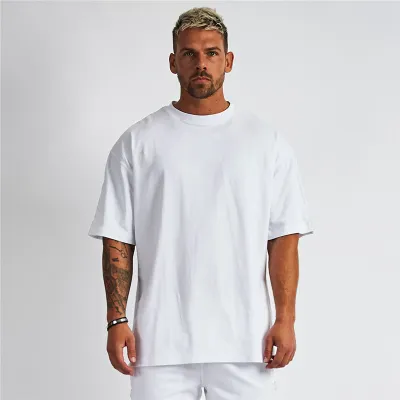 M-2XL Men Solid Color Round Neck Breathable Short Sleeve Top