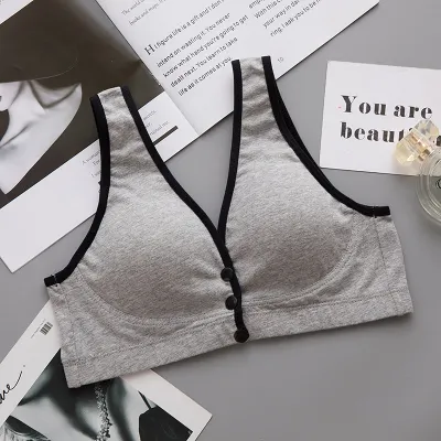 M-3XL Maternity Striped Nursing Bra with Front Buckle and Cotton Material