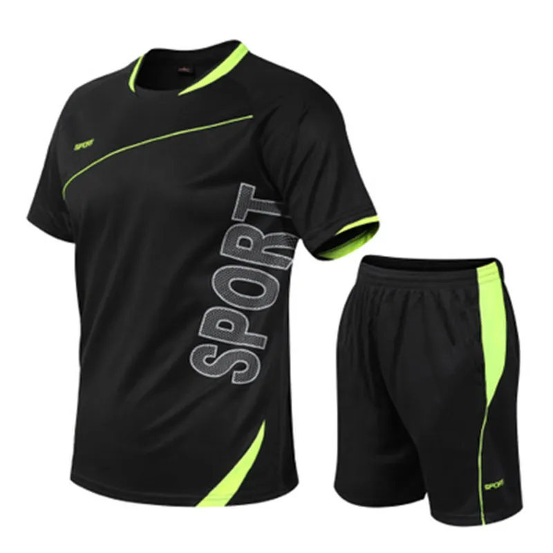 M-5XL Men Fashion Letter Print Short-sleeve Tee Top And Shorts Sports Quick Dry Two-piece Set