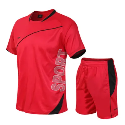 M-5XL Men Fashion Letter Print Short-sleeve Tee Top And Shorts Sports Quick Dry Two-piece Set