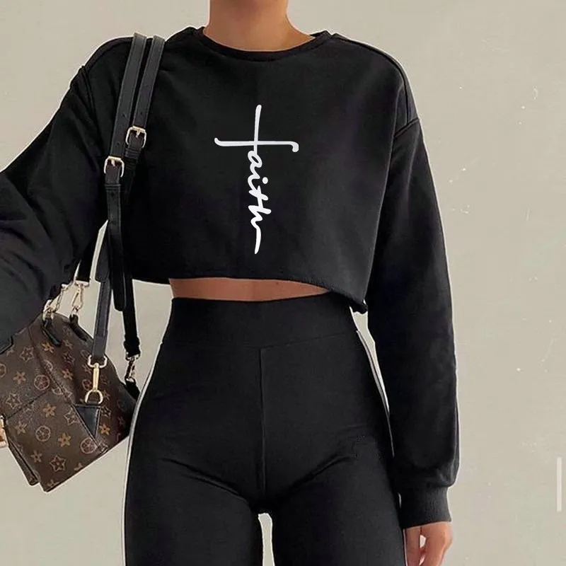 S-XL Women Bat Sleeve Cropped Pullover Sweatshirt with Letter Print