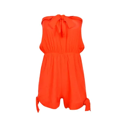S-5XL Women Solid Color Tube Top Chest Wrap Rompers