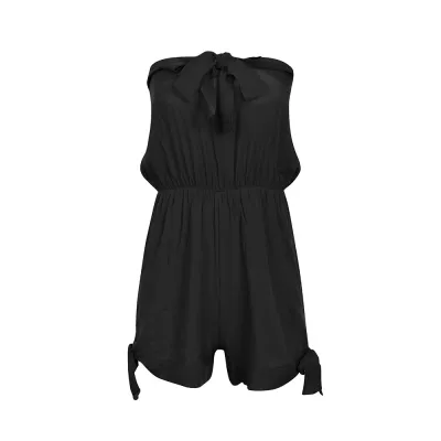 S-5XL Women Solid Color Tube Top Chest Wrap Rompers