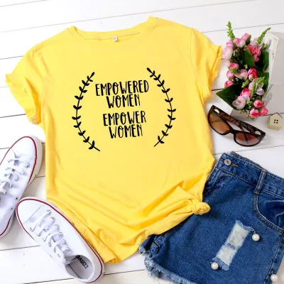 S-5XL Women Creative Lettern Print Colored Cotton Tee Slim Fit