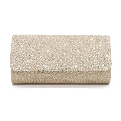 Rhinestone Decor Lady Elegant Phone Keys Holder PVC Cylindrical Evening Bags