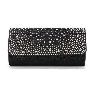 Rhinestone Decor Lady Elegant Phone Keys Holder PVC Cylindrical Evening Bags