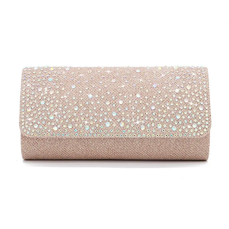 Rhinestone Decor Lady Elegant Phone Keys Holder PVC Cylindrical Evening Bags