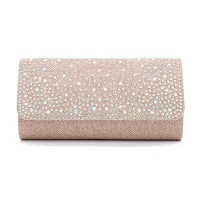 Rhinestone Decor Lady Elegant Phone Keys Holder PVC Cylindrical Evening Bags