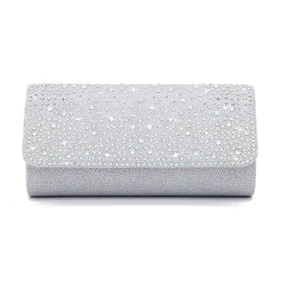 Rhinestone Decor Lady Elegant Phone Keys Holder PVC Cylindrical Evening Bags