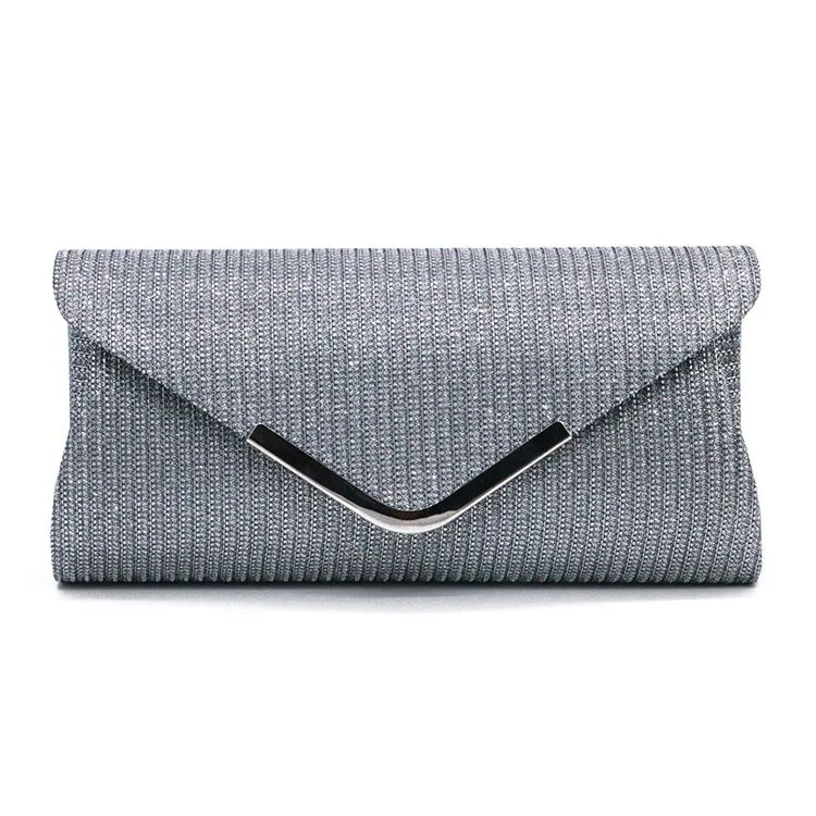 Fashion Sequined Glitter Quality PVC Evening Bags Solid Color Magnetic Closure
