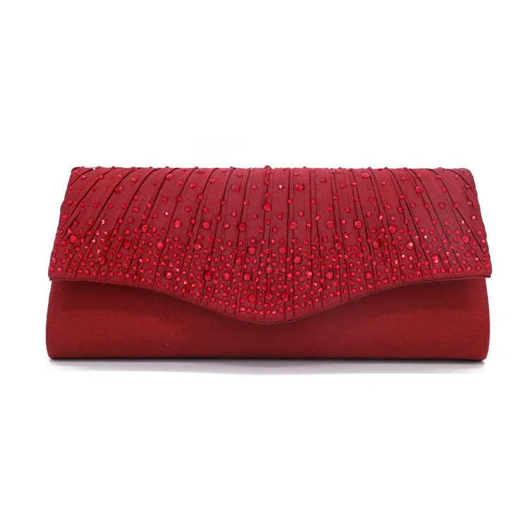 Stylish Women Rhinestone Evening Party Clutch Bag Chain