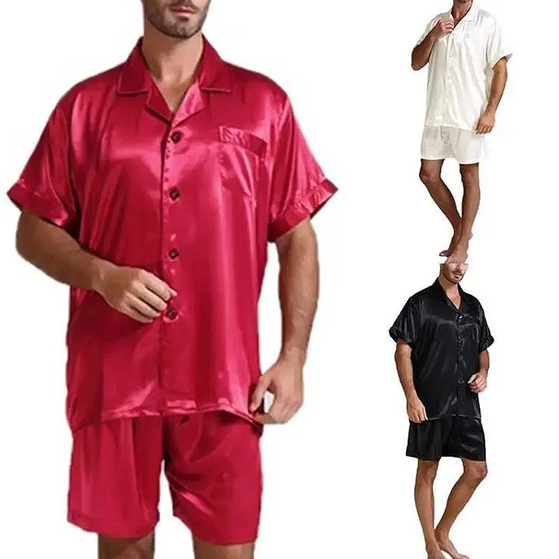 M-3XL Men's 2-Piece Solid Color Luxurious Cotton Blend Pajama Set