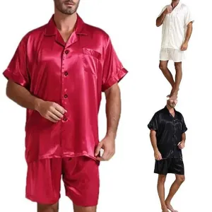 M-3XL Men's 2-Piece Solid Color Luxurious Cotton Blend Pajama Set