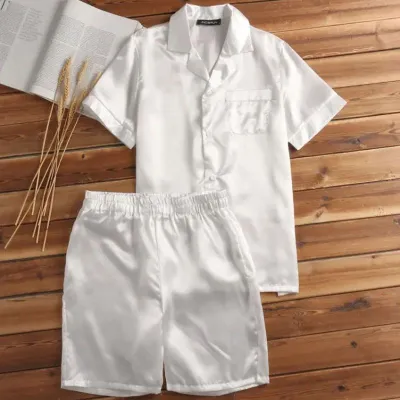 M-3XL Men's 2-Piece Solid Color Luxurious Cotton Blend Pajama Set