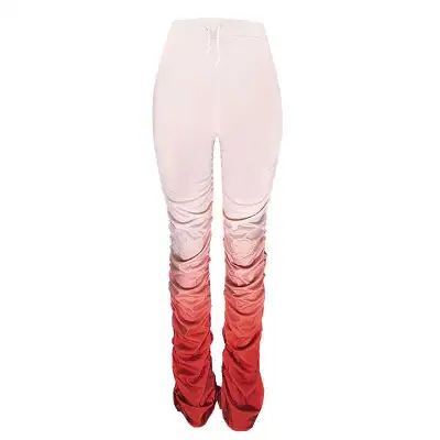 S-2XL Gradient Color Women Pleated Flared Pants